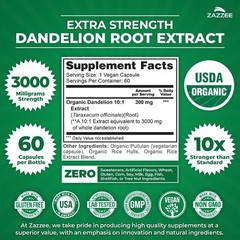 USDA Organic Dandelion Root 10:1 Extract – 3000 mg, 60 Capsules, 2- Supply