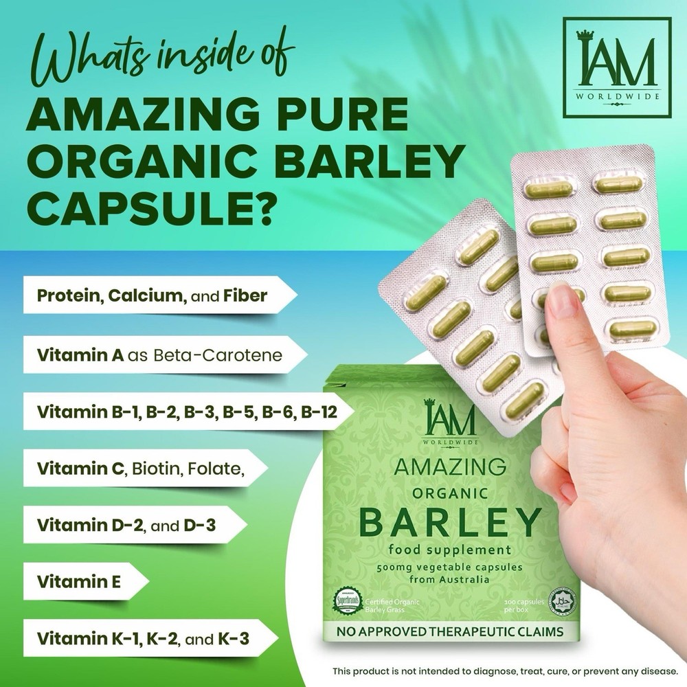 I AM Amazing Pure Organic Barley Capsule – Expiration 2027