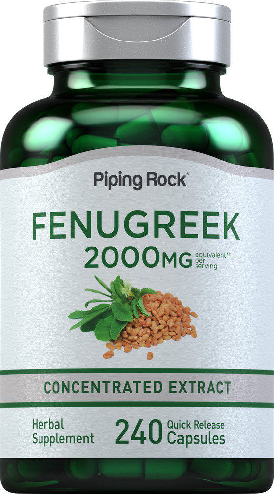 Fenugreek Capsules | 2000mg | 240 Count | Non GMO | by Piping Rock