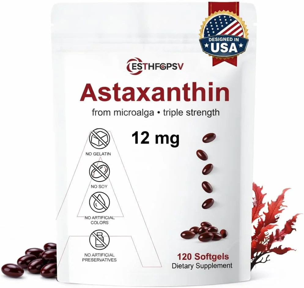 1 PACK Astaxanthin 120 Softgels 12mg – Supports Eye Health and Joint Health