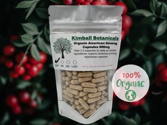 Organic American Ginseng Extract 500mg vegetarian capsules made fresh to order