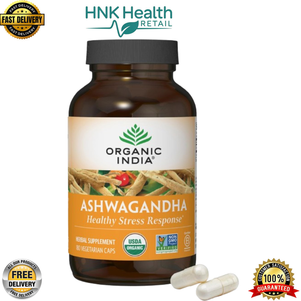 ORGANIC INDIA Ashwagandha Capsules – Natural Stress Support | 180 Vegan Capsules
