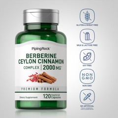 Ceylon Cinnamon Capsules | With Berberine | 2000mg | 120 Count | by Piping Rock