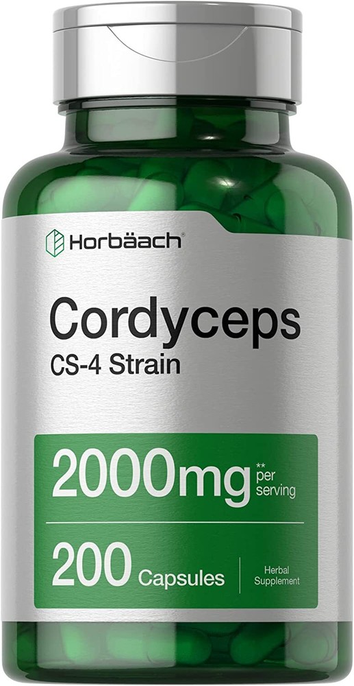 Cordyceps Sinensis Capsules 2000mg | 200 Ct | Mushroom Supplement | by Horbaach