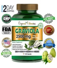 Graviola Capsules 2500mg 120 Pure Natural Soursop Capsules Leaves fruit Powder