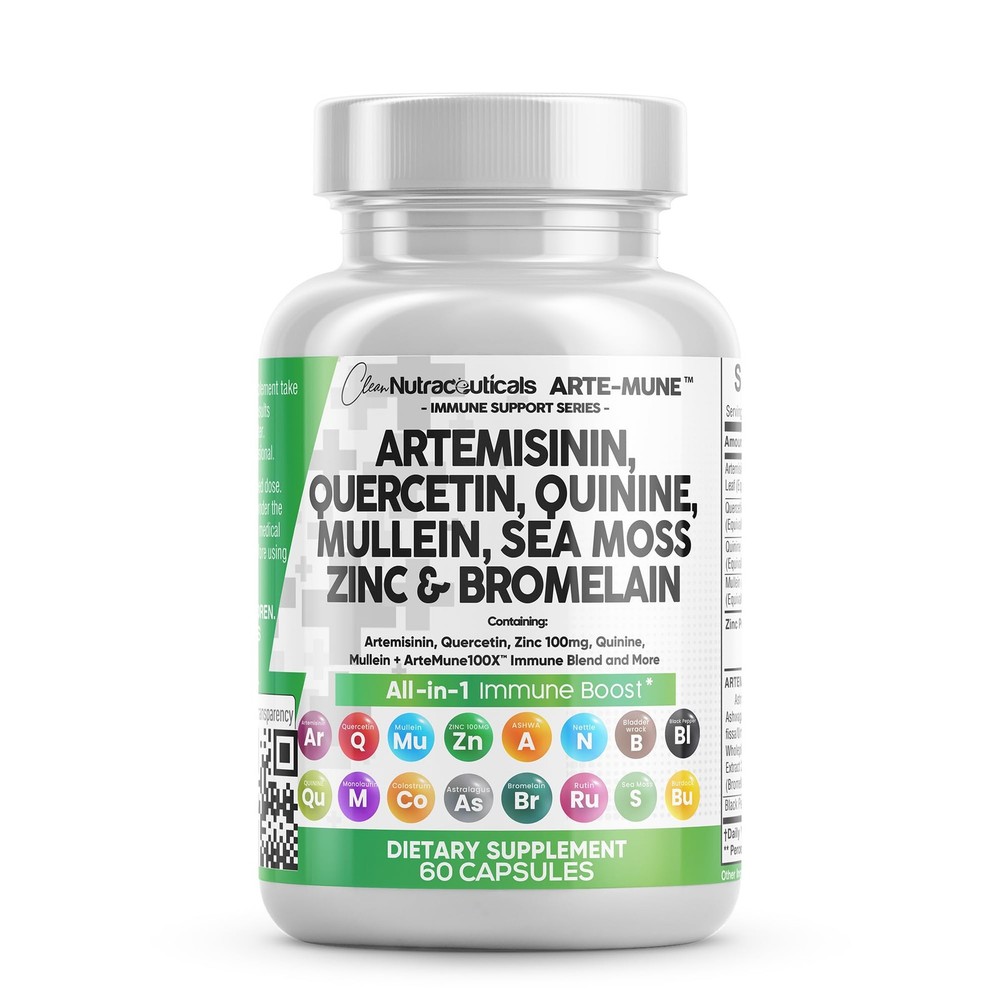 Clean Nutraceuticals Artemisinin Quercetin 60 Count (Pack of 1), Light Brown