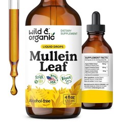 Wild & Organic Mullein Drops for Lungs – Alcohol Free Herbal Supplement