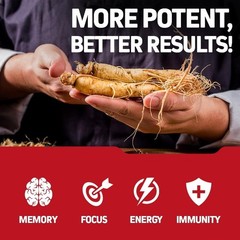 Herbtonics Korean Red Panax Ginseng 1500mg – Energy 120 Count (Pack of 1)