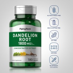Dandelion Root Capsules | 1800mg | 180 Count | Non-GMO | by Piping Rock