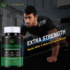 60pcs Ashwagandha Tablets High Potency for Relieve Stress,Anxiety Healthy Care