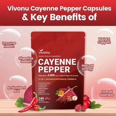 Pepper Cayenne Softgels Supplement, Supports Leg Vein, 240 Softge /1 Bag