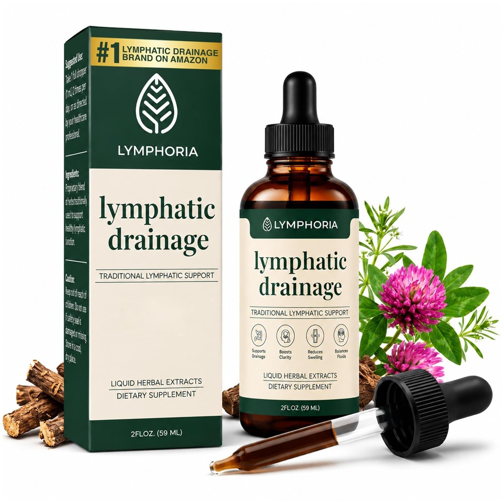 Lymphatic Drainage Drops for Bloat Relief & DePuff – Cleavers, Red Clover, St…