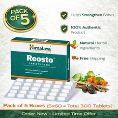 Himalaya Reosto Tablets Pack of 5 | 300 Tabs Bone & Joint Wellness Free Shipping