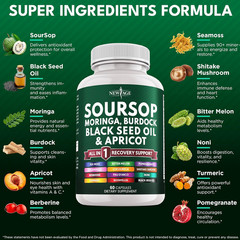 Soursop Supplement – Moringa, Sea Moss, Black Seed Oil, Berberine, Turmeric, Apr