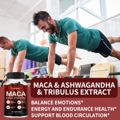 Maca Capsules 6000mg-120Caps Extra Strength Testosteron Boosting Formula for Men