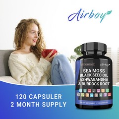 Sea Moss Black Seed Oil, Burdock Root – Immune & Thyroid Support, Gut Health
