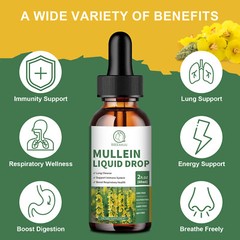 2*60ml Mullein Drops for Lungs, Detox and Cleanse Mullein Extract Supplement
