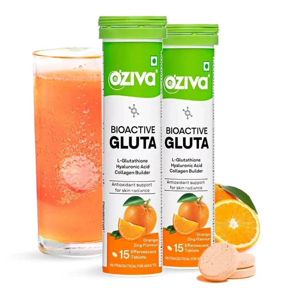 OZiva Bioactive Glutathione Tablets for Radiant Skin 30 Effervescent Tablets