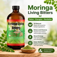 Moringa Living Bitters 16oz | Liquid Herbal Wellness Blend | Natural Botanical F