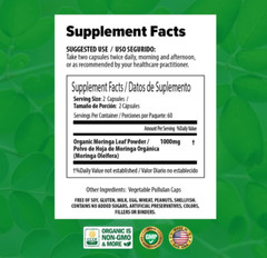 Moringa Capsules by Pura Vida Moringa | Organic Moringa Powder | Natural Anti-In