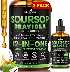 HIIHONE (2 Pack) 12-In-1 Soursop Bitters Liquid Drops with Sea Moss, Black Seed