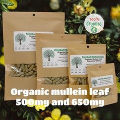 Organic Mullein Leaf (verbascum) 500mg and 650mg vegetarian capsules or