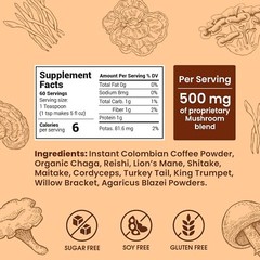 Mushroom Coffee Organic (60 Servings) 10 Mushrooms Mixed With Gourmet Arabica…