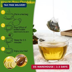 Dandelion Tea 100-Leaf & Root Herbal Tea Bags for Liver & Kidney Health Detox