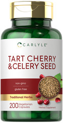 Tart Cherry and Celery Seed Supplement | 200 Capsules | Vegetarian | by Carlyle