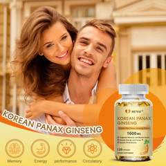 Korean Red Panax Ginseng 1600mg – 120 Veggie Capsules – Extra Strength, Non-GMO