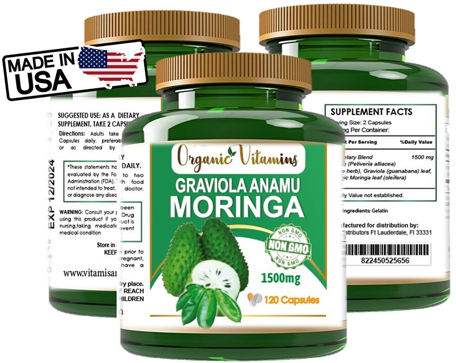 GRAVIOLA EXTRACT 120 Capsules Soursop Annona Muricata Antioxidant Health anamu