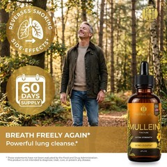 Mullein Leaf Extract Organic Lung Cleanse Drops for Lung Health Natural Herbal ✅