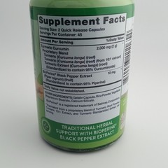 Turmeric Curcumin Complex 2000mg 90 Count Black Pepper Nature’s Truth 05/2027