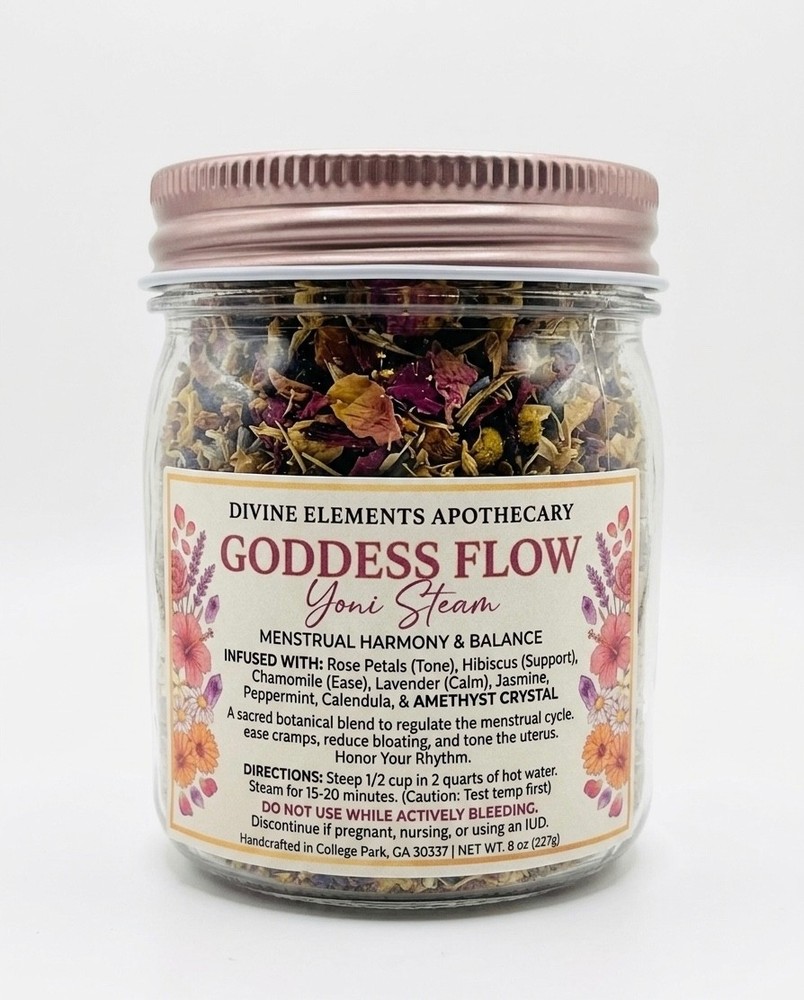 Goddess Flow Botanical Yoni Steam – 8 oz-Herbs & Amethyst Crystal