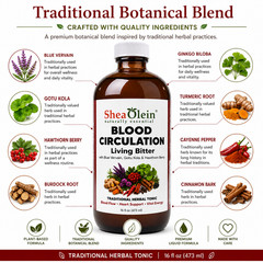 Living Bitters Herbal Blend Liquid 16 oz Blue Vervain Gotu Kola by Shea Olein