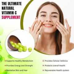 Organic Aura AMLA Capsules. 1000mg per Serving, 120 Veg Capsules. Natural