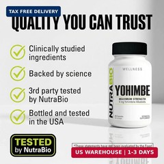 Yohimbe Bark Extract Supplement for Men and Women, Yohimbine 4mg, 90 Vegetable