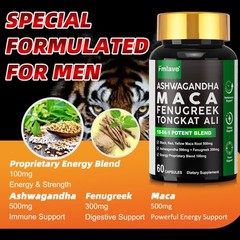 2 pack Black Maca Root Ashwagandha Fenugreek Panax Ginseng, Male Enhancing 120ct