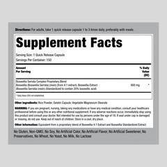 Boswellia Serrata Extract | 800mg | 150 Capsules | Complex | by Piping Rock