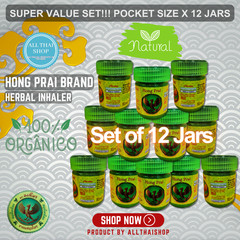 Authentic Thai Herbal Inhaler Portable Pocket Size (12-Pack Value Set, 8g Each)