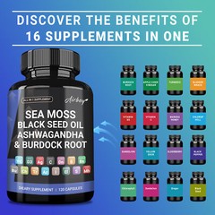 Sea Moss Black Seed Oil, Burdock Root – Immune & Thyroid Support, Gut Health