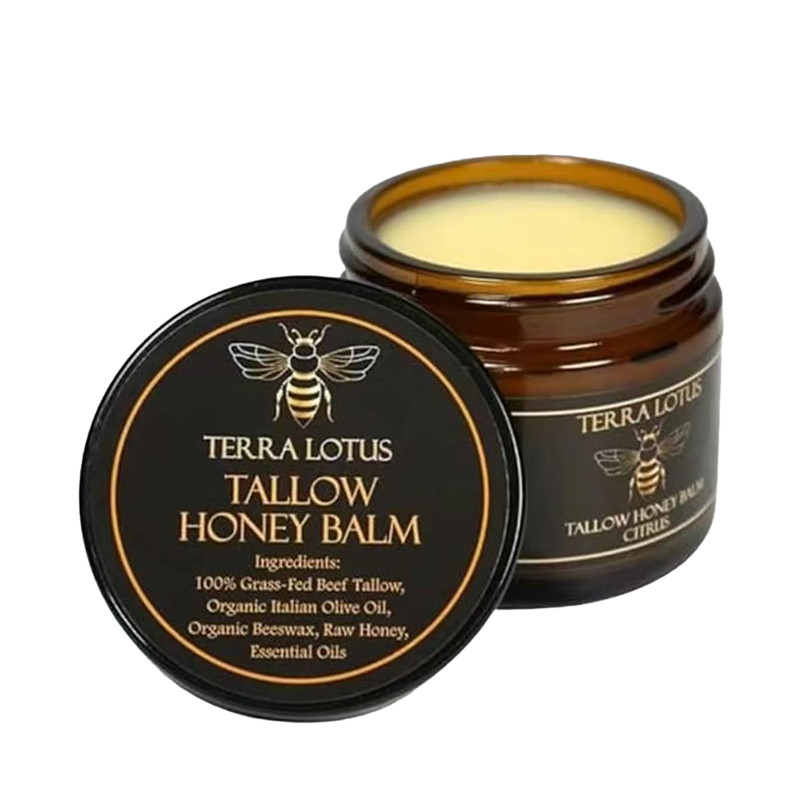 Organic Grass-Fed Balm Tallow Beef with Raw Honey Handmade All-Natural Moisturiz