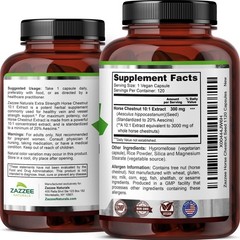 Extra Strength Horse Chestnut Extract 3000 mg – 120 Capsules 20% Aescins
