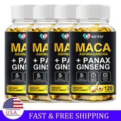 Organic Maca Root + Panax Ginseng 12000mg, Peruvian Maca Extract for Men, Women