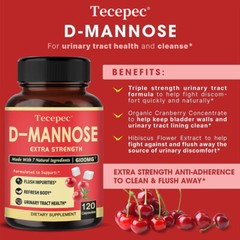 D-Mannose 300mg, 30 To 120Caps w/Cranberry & Dandelion Extract – UTI Support