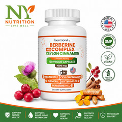 Harmonify Berberine Complex 1000mg with Ceylon Cinnamon 120 Veggie Capsules USA