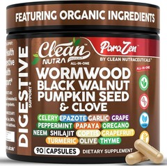 Clean Nutra Wormwood Black Walnut Pumpkin Seed Clove Oil Celery Garlic Grape Pap