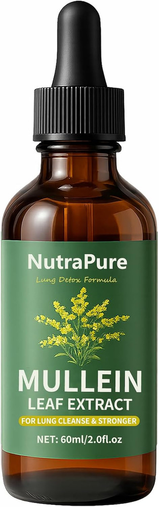 Nutrapure Mullein Extract Drops for Lung, Organic Mullein Leaf Supplement Suppor
