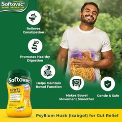Softovac Isabgol Bowel Regulator Powder Psyllium Husk Fiber Support 450g x 1