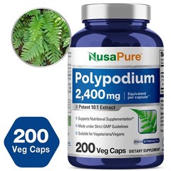 NusaPure Polypodium Leucotomos Extract 2400mg 200 Veggie Capsules